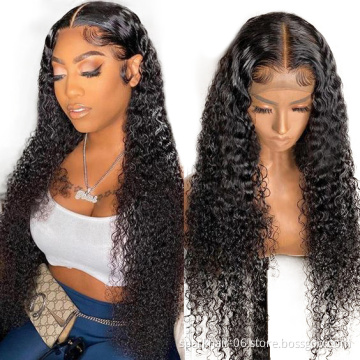 Wholesale Raw Indian Virgin Hair HD Lace Frontal Wig Women Water Wave Full Swiss Lace Front Closure Human Hair Wig Kinky Curly
